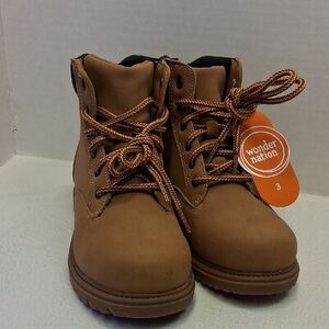 NWT Boys Wonder nation Kids Tan Lace-Up Work-Style Boots